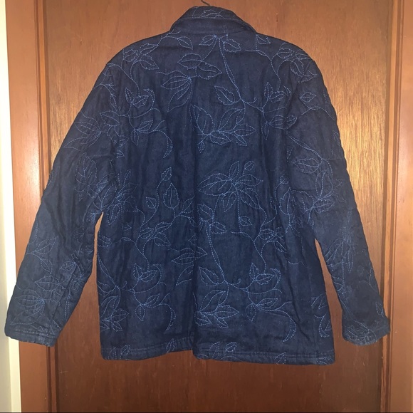 Women’s M BLAIR Dark Denim Quilted Jacket Polyester Filled Button Up EXC TRENDY - Picture 7 of 9